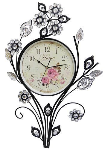 Relógio de Parede Retro Vintage para Decoração Flor Grande