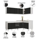 Ver imagem 3 de Armário de Cozinha Modulado de Canto 6 Peças Cp28 Balcão sem Tampo Branco/preto - Lumil Lumil Móveis