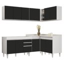 Ver imagem 1 de Armário de Cozinha Modulado de Canto 6 Peças Cp28 Balcão sem Tampo Branco/preto - Lumil Lumil Móveis