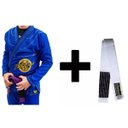 Ver imagem 5 de Kit Kimono de Jiu Jitsu + Faixa Branca Revolução In The Guard Rip Stop Azul Tamanho:A2