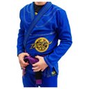 Ver imagem 4 de Kit Kimono de Jiu Jitsu + Faixa Branca Revolução In The Guard Rip Stop Azul Tamanho:A2