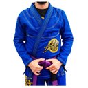 Ver imagem 3 de Kit Kimono de Jiu Jitsu + Faixa Branca Revolução In The Guard Rip Stop Azul Tamanho:A2