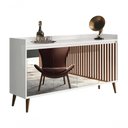 Ver imagem 1 de Balcao Buffet Retrô com Espelho Delta 4 Portas Branco Gloss - Moveisaqui