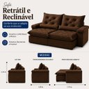Ver imagem 3 de Sofá Veneza Retrátil Reclinável 240cm - Marrom