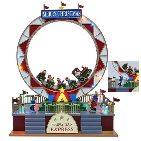 Cenario Roda Gigante Natal Natalino Papai Noel Led Trem Movimento Enfeite Musical Decoraçao Quarto S