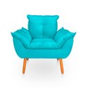 Ver imagem 1 de Poltrona Opala Azul Tiffany Suede Decorativa para Sala Escritório Biselos-Decor