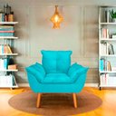 Ver imagem 3 de Poltrona Opala Azul Tiffany Suede Decorativa para Sala Escritório Biselos-Decor