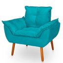 Ver imagem 5 de Poltrona Opala Azul Tiffany Suede Decorativa para Sala Escritório Biselos-Decor