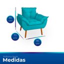 Ver imagem 2 de Poltrona Opala Azul Tiffany Suede Decorativa para Sala Escritório Biselos-Decor
