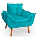 Ver imagem 4 de Poltrona Opala Azul Tiffany Suede Decorativa para Sala Escritório Biselos-Decor