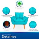 Ver imagem 6 de Poltrona Opala Azul Tiffany Suede Decorativa para Sala Escritório Biselos-Decor