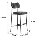 Ver imagem 3 de Kit 04 Banquetas Altas para Cozinha Lila Estofada com Encosto Couríssimo Preto - Desk Design