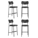 Ver imagem 1 de Kit 04 Banquetas Altas para Cozinha Lila Estofada com Encosto Couríssimo Preto - Desk Design