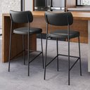 Ver imagem 6 de Kit 04 Banquetas Altas para Cozinha Lila Estofada com Encosto Couríssimo Preto - Desk Design