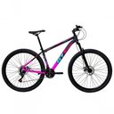 Ver imagem 1 de Bicicleta Aro 29 Gti Roma Alumínio 21v Freio a Disco Garfo Suspensão - Preto/rosa Tam.19