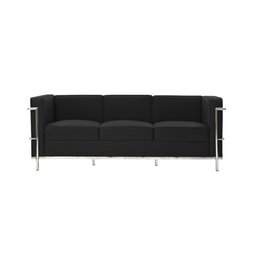 Kit 1 Sofá de 3 Lugares e 1 Sofá de 2 Lugares Le Corbusier Couro Ecológico Preto - 2