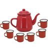 Conjunto Esmaltado para Café Bule Tradicional Vermelho 1700ml com 6 Mini Canecas Esmaltadas - Yazi - 1