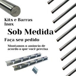 Kit Barras Churrasqueira 65cmx10mm 6un + Suportes 4un Inox - 8
