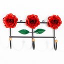 Ver imagem 1 de Cabideiro de Parede Suporte Artesanal 3 Ganchos Flor Vermelha
