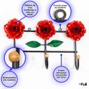 Ver imagem 3 de Cabideiro de Parede Suporte Artesanal 3 Ganchos Flor Vermelha