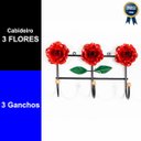 Ver imagem 2 de Cabideiro de Parede Suporte Artesanal 3 Ganchos Flor Vermelha