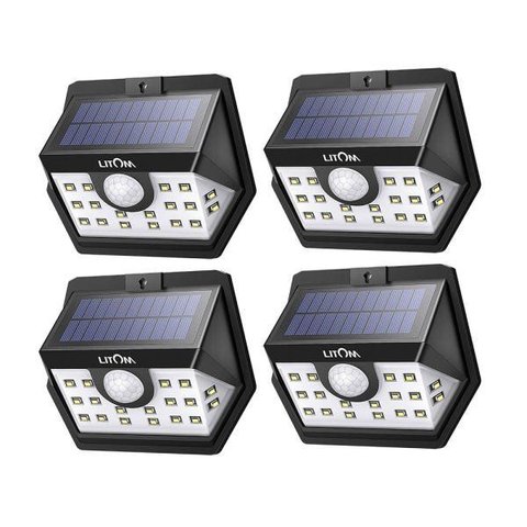 Conjunto 4 Luminárias LED LITOM X001-SOULX3 energia Solar com acionamento por movimento X001-SOULX3