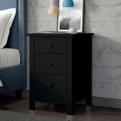 Mesa de Cabeceira Ditália 3 Gavetas Dm-113 Preto