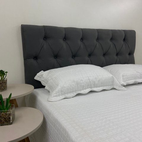 Cabeceira Estofada para Cama King 195x60cm Cinza Escuro - Charme e Elegância para a Sua Casa