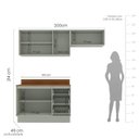 Ver imagem 2 de Armário de Cozinha Modulada Completa 3 Peças 200cm com Tampo 250045 Koya Politorno Móveis