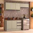 Ver imagem 1 de Armário de Cozinha Modulada Completa 3 Peças 200cm com Tampo 250045 Koya Politorno Móveis