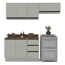 Ver imagem 4 de Armário de Cozinha Modulada Completa 3 Peças 200cm com Tampo 250045 Koya Politorno Móveis