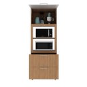 Ver imagem 6 de Armário Torre Quente para Cozinha 80cm Nicho Forno Micro Freijó Branco Cz3142