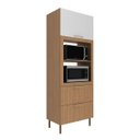 Ver imagem 2 de Armário Torre Quente para Cozinha 80cm Nicho Forno Micro Freijó Branco Cz3142