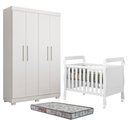 Ver imagem 1 de Berço Americano Soninho com Guarda Roupa Flórida Branco Acetinado Colchão Americano Sleep - Tigus