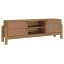 Ver imagem 3 de Rack Sala Tv 65 Nature C/ Gavetas Prateleiras e Porta Carvalho/ Terracota/ Palha