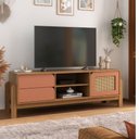 Ver imagem 1 de Rack Sala Tv 65 Nature C/ Gavetas Prateleiras e Porta Carvalho/ Terracota/ Palha