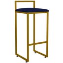 Ver imagem 1 de Banqueta Alta Para Cozinha Sala De Jantar Hanna L02 Dourado Suede Azul Marinho - Lyam Decor