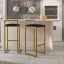 Ver imagem 2 de Banqueta Alta Para Cozinha Sala De Jantar Hanna L02 Dourado Suede Azul Marinho - Lyam Decor