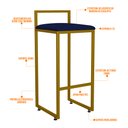 Ver imagem 3 de Banqueta Alta Para Cozinha Sala De Jantar Hanna L02 Dourado Suede Azul Marinho - Lyam Decor