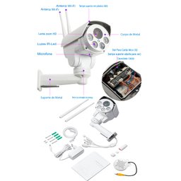 Camera De Segurança A prova d'água Externa Wifi 5MP 1920p PTZ Gira 360 Com Audio Bidirecional E Zoom - 3