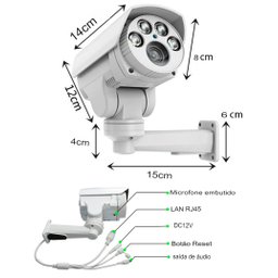 Camera De Segurança A prova d'água Externa Wifi 5MP 1920p PTZ Gira 360 Com Audio Bidirecional E Zoom - 6