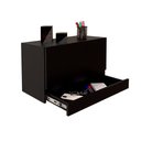 Ver imagem 4 de Escrivaninha Suspensa Bancada Compacta com Gaveta Mesa para Notebook Preto Laca