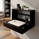 Ver imagem 1 de Escrivaninha Suspensa Bancada Compacta com Gaveta Mesa para Notebook Preto Laca