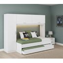 Ver imagem 1 de Guarda-roupa Solteiro 2 em 1 com Cama Embutida e Auxiliar Branco Brilhante Multimóveis