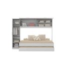 Ver imagem 6 de Guarda-roupa Solteiro 2 em 1 com Cama Embutida e Auxiliar Branco Brilhante Multimóveis