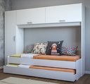 Ver imagem 2 de Guarda-roupa Solteiro 2 em 1 com Cama Embutida e Auxiliar Branco Brilhante Multimóveis