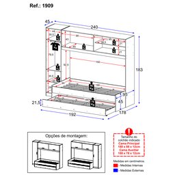 Guarda-roupa Solteiro com Cama e Auxiliar Embutida Multimóveis - 4