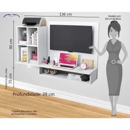 Escrivaninha Suspensa com Painel para Tv Até 32 Polegadas Show Albatroz Móveis - 4