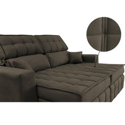 Sofá Retrátil e Reclinável 2,20M Molas Ensacadas e Costura Tripla Cama Inbox Nobre Suede Café - 4