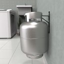 Ver imagem 3 de Kit 2 Suporte de Parede Suspenso para Gás Externo Preto Fs